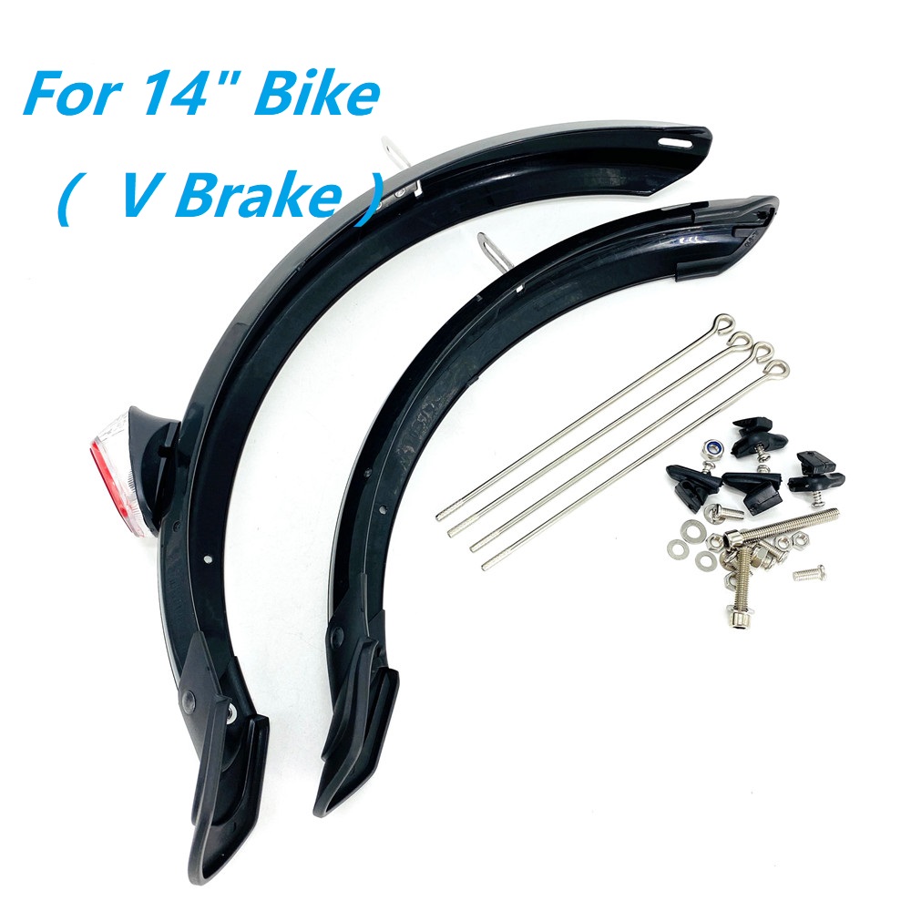 14-16 Inch Folding Bike Front Rear Fender With Rear Safety Reflector For Dahon Fnhon Bicycle V Brake Disc Brake Bike: Pink