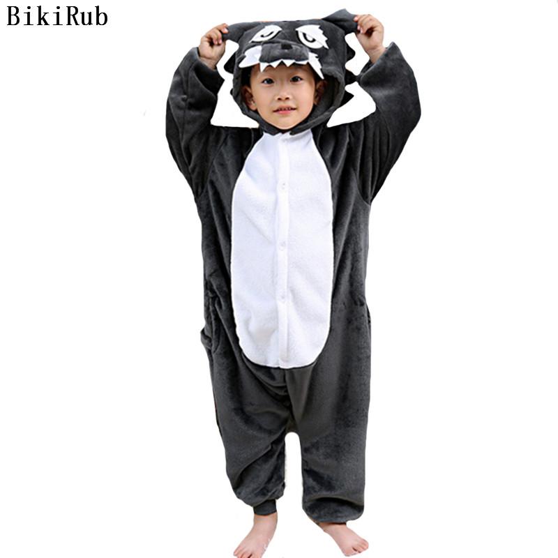 BIKIRUB Kinderen Pyjama Winter Hooded Nachtkleding Jongens Meisje Pyjama Set Kigurumi Leuke Timber Wolf Animal Kids Pyjama Flanellen Pijama: 12