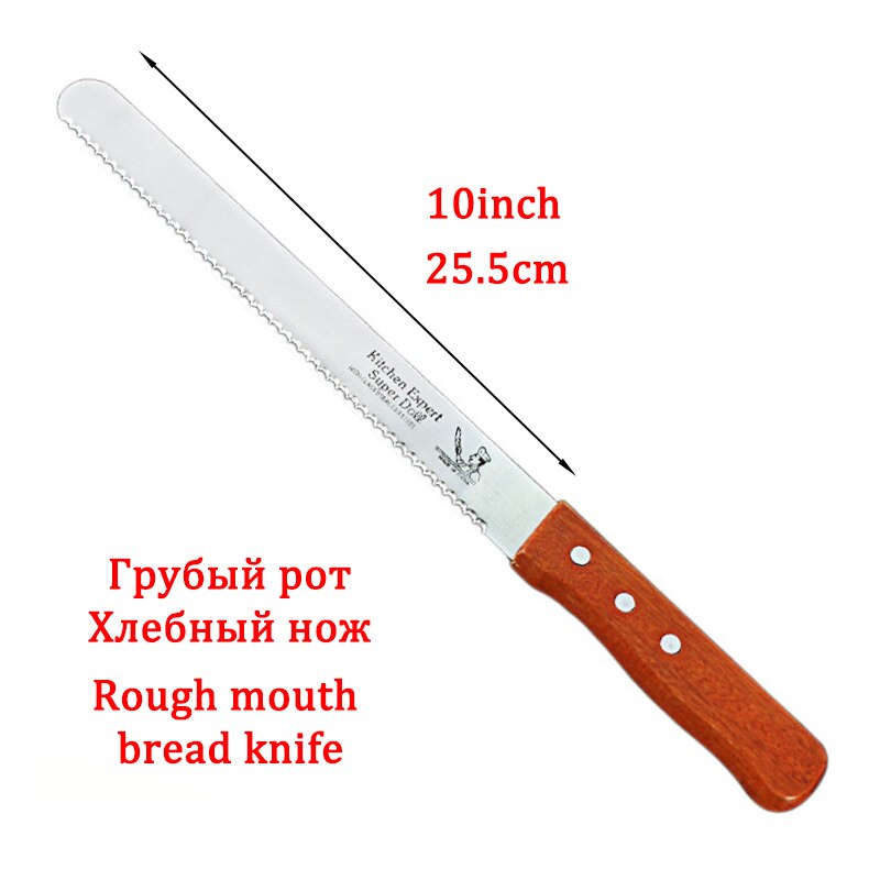 Rustfritt stål brødkniv sag kake skjæreverktøy baking toast kniv grov tann fin tann kake sag kniv snack dessert skjærer: 10 tommer grove tenner