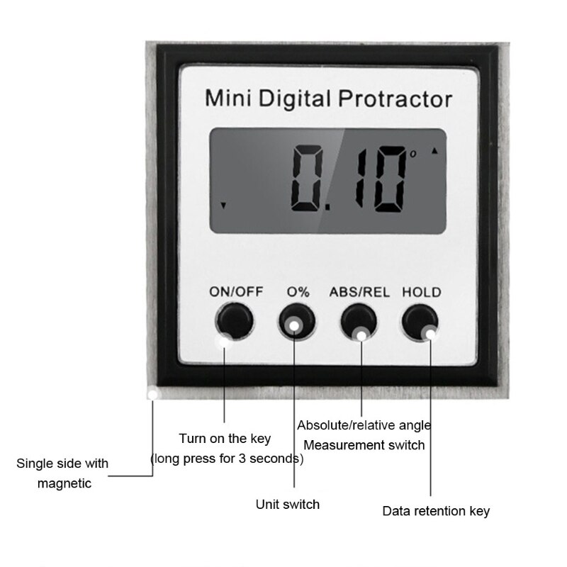 Stainless Steel Electronic Inclinometer Mini Digital Protractor Angle Gauge G88A