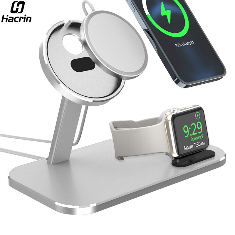 Draadloze Laadstation Voor Iphone 12 Pro Max Mini Apple Horloge Ik Horloge Draadloze Oplader Standhouder Desktop Charging Dock