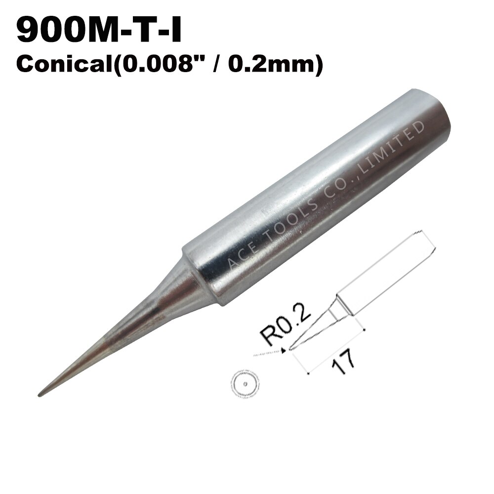 5 PCS Soldering Tips 900M-T-I Conical 0.2mm for Hakko 936 907 Milwaukee M12SI-0 Radio Shack 64-053 Yihua 936 X-Tronics 3020 Iron