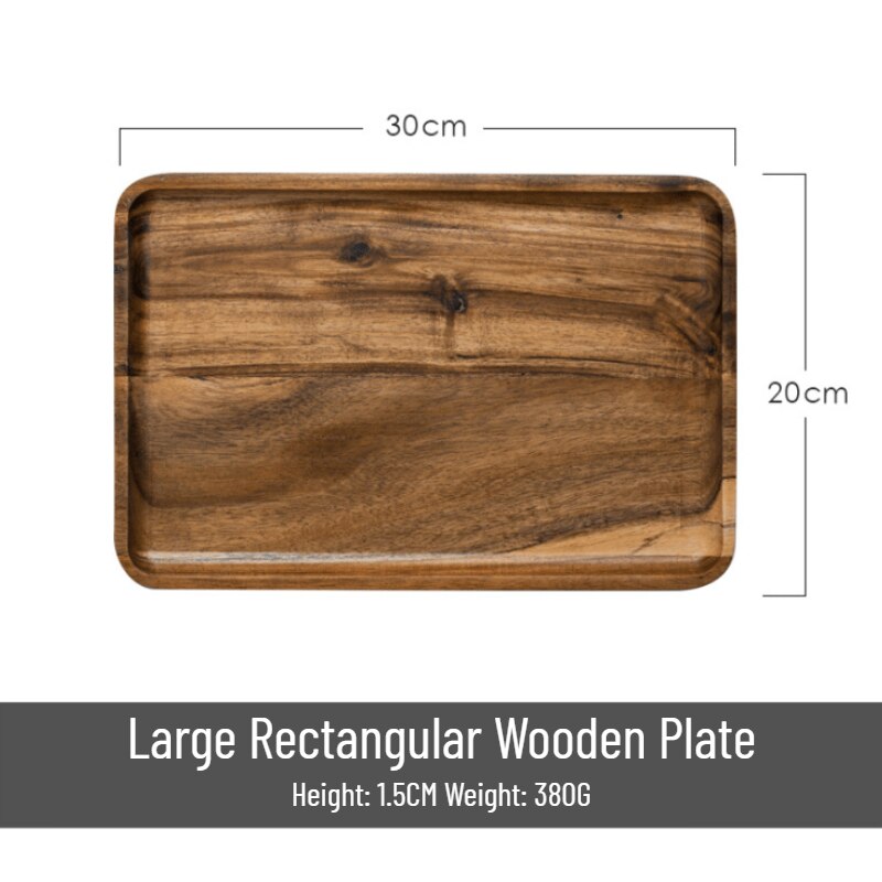Wooden Tray Dinner Plate Acacia Wood Plate Snack Kitchen Tableware Japanese-Style Square/Rectangle Cake Stand деревянная тарелка: Large rectangle