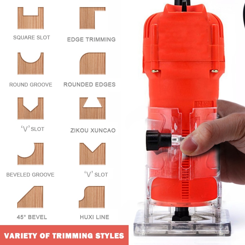 EU/US/AU/UK Plug Woodworking Electric Trimmer Wood Milling Engraving Slotting Trimming Machine Hand Carving Machine Wood Router
