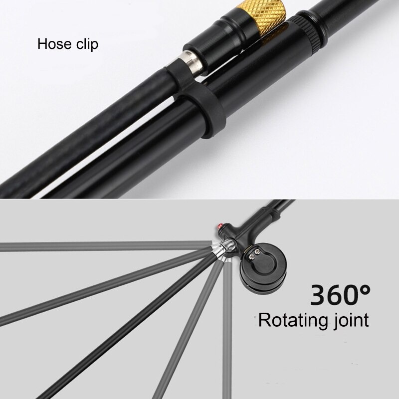 Fiets Handleiding Licht Voorvork Schokdemper Achter Pomp Met Bandenspanningsmeter Mini Draagbare Intrekbare Fiets Pomp