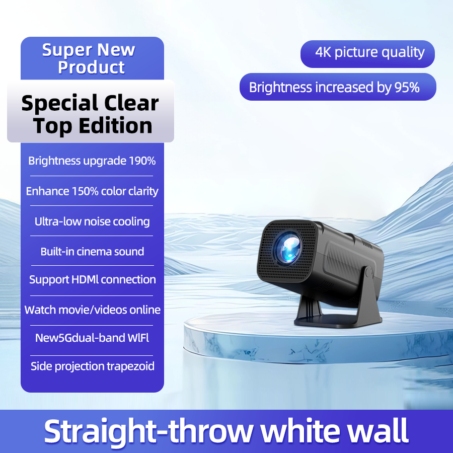 HUASHIJIE Projector 4K Android 11 Dual Wifi6 260ANSI Allwinner H713 BT5.0 1280*1080P Cinema Outdoor Portable Projetor: UK Plug