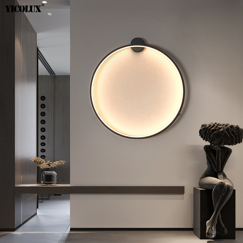 Lámparas de decoración de fondo circulares simples, nuevas luces LED modernas para pared, sala de estar, dormitorio, cabecera, pasillo, iluminación interior