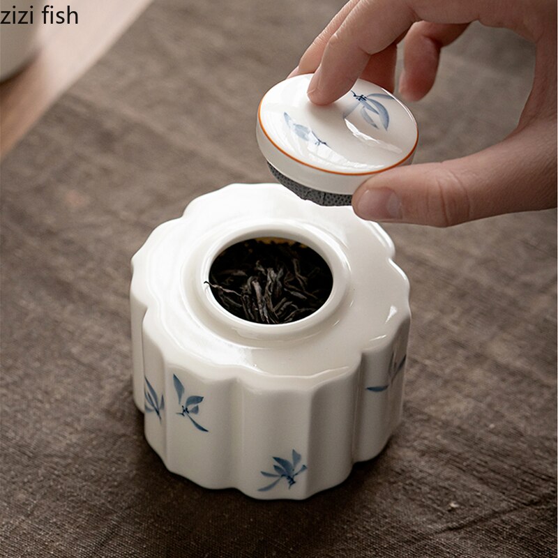 Caddie à thé orchidée peint à la main, pot en céramique scellé, boîte à thé Portable, réservoir de stockage, conteneur de thé, boîte à bonbons