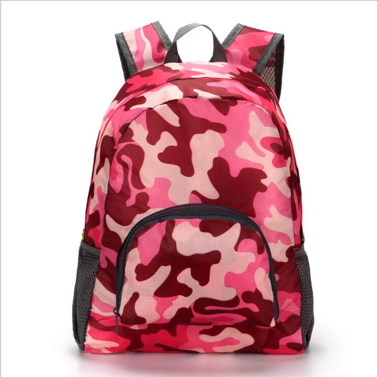 Hiking Bag Rucksack Lightweight Foldable Waterproof Nylon Women Men Skin Pack Backpack Travel Outdoor Sports Camping: Camouflage Red