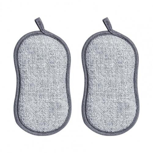 Éponges à récurer pour la vaisselle, anti-rayures, en microfibre, antiadhésives, outils de cuisine, Gadgets de lavage de Pot, 2 pièces: Grey