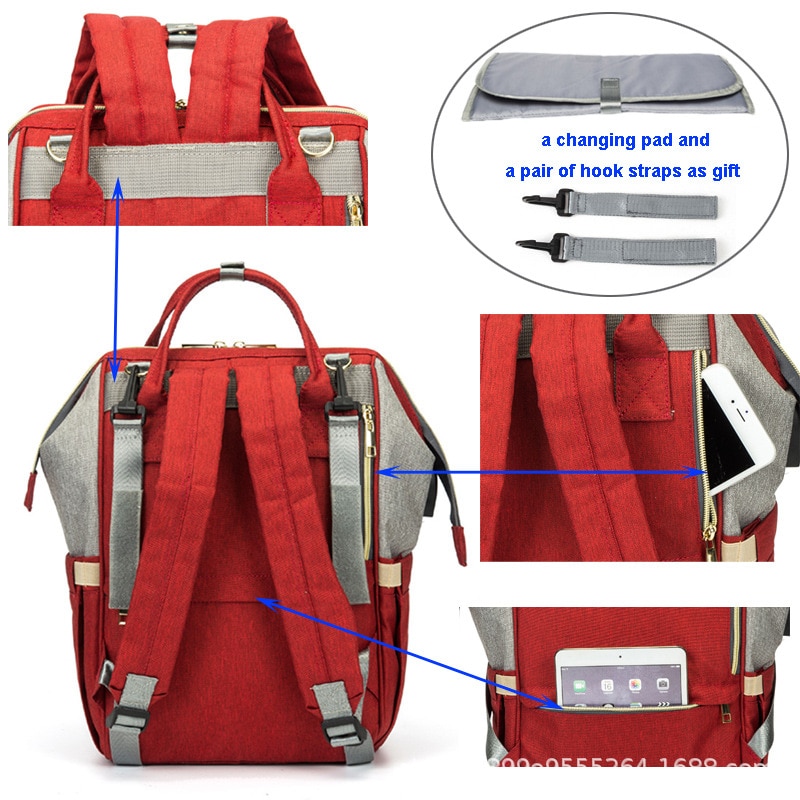 Luiertas Mama Zak Usb Travel Rugzak Moeder Moederschap Verpleging Wandelwagen Luiertas Grote Capaciteit Waterdichte Baby Tassen