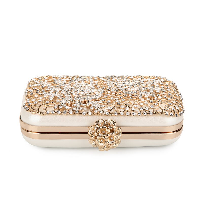 Luxy Maan Avondtasje Diamant Bloem Clutch Bag Hollow Relief Metalen Luxe Handtas Banket Party Purse vrouwen Schoudertas