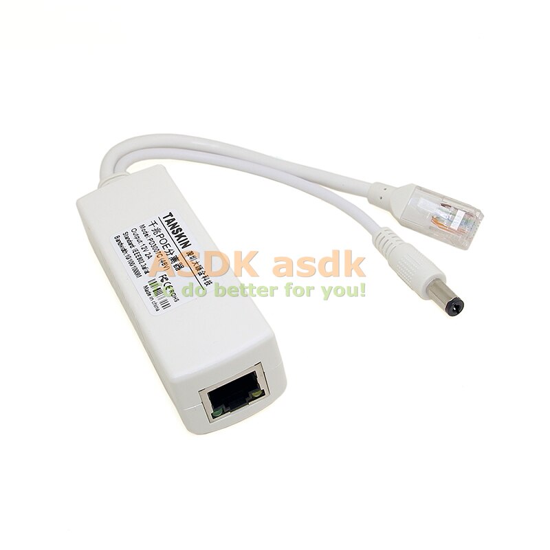 10/100/1000M PoE Splitter with IEEE 802.3af Standard &amp; 12V 1-2A Output Power over Ethernet for IP Camera