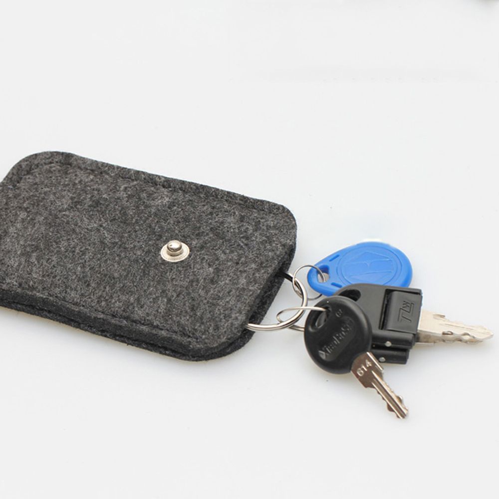 Lightweight Grey Woolen Felt Key Wallets Durable Convenient Car Key Chain Holders Portable Pocket Keys Organizers