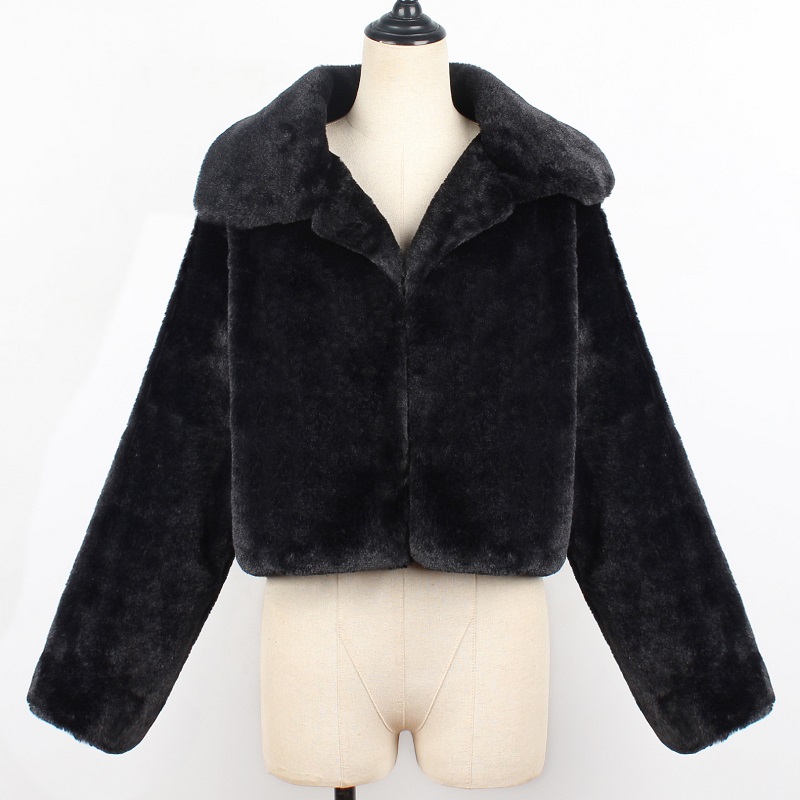 Winter Herfst Jas Mode Vrouwen Casual Korte Faux Bontjas Tops Jas Voor Vrouwen Jas Jassen Uitloper Vrouwelijke jas: Black / XL