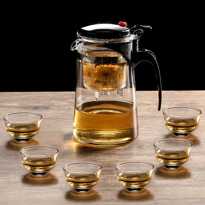 Heat Resistant Glass Tea Infuser Tea Pot Chinese Kung Fu Tea Set Puer Kettle Coffee Glass Maker Convenient Office Tea Sets
