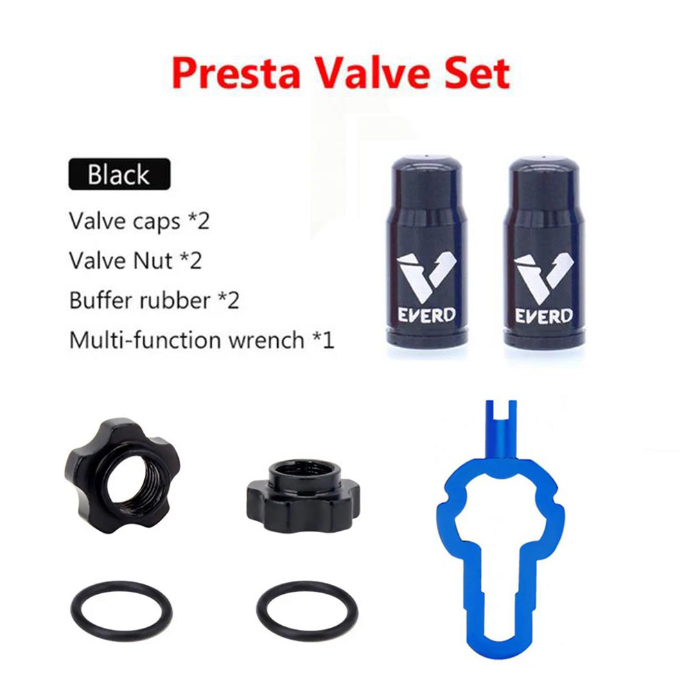 4 IN 1 Bicycle Vacumm Tubeless Presta Valve Nut Bike Nozzle Lock Tire Valve Rim Conversion Nut with Install Wrench: black