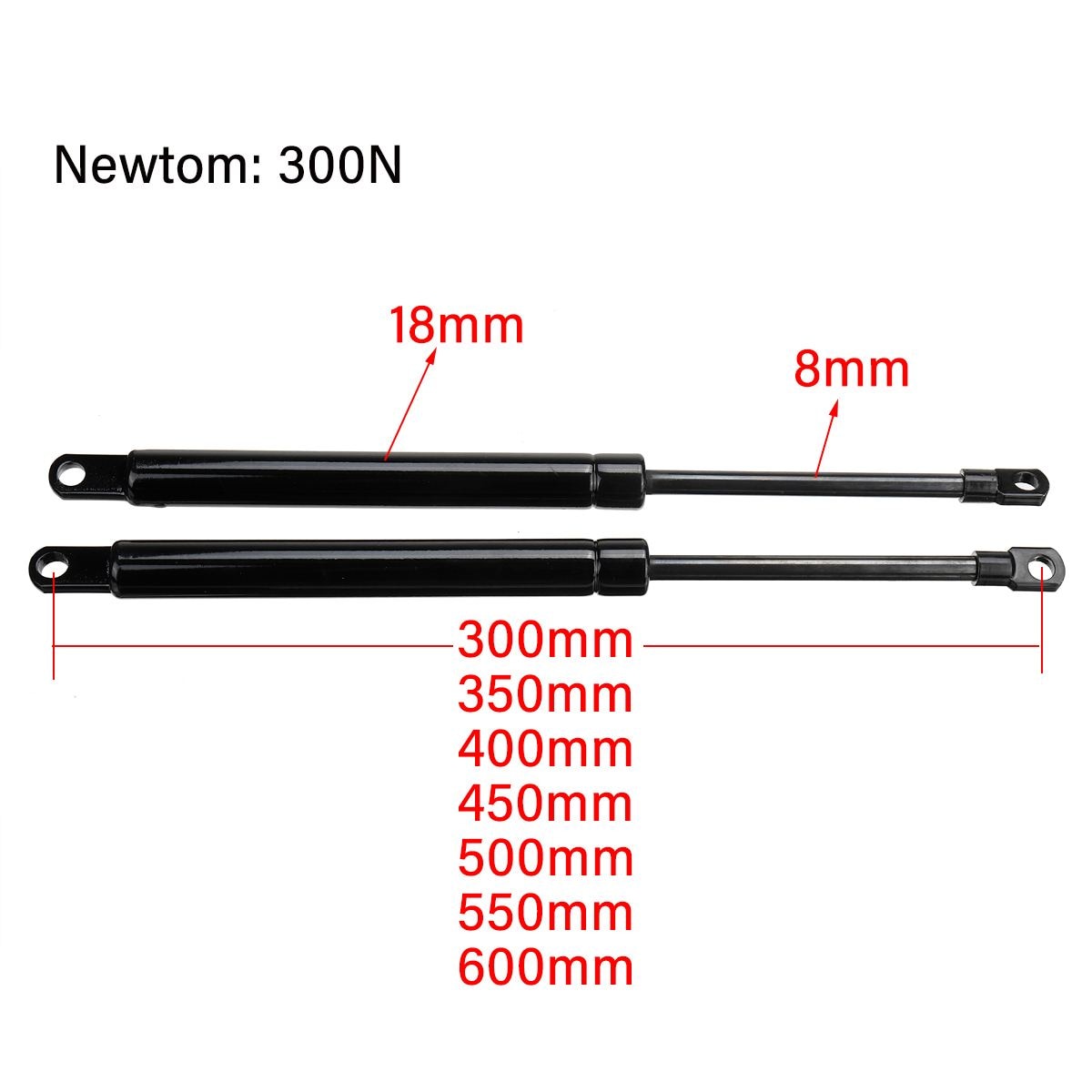 2pcs 300-600mm 300N Car Gas Struts Bonnet Hood Trunk Tailgate Shock Lift Strut Support Bar Gas Spring Bus Bed Truck Boat Window