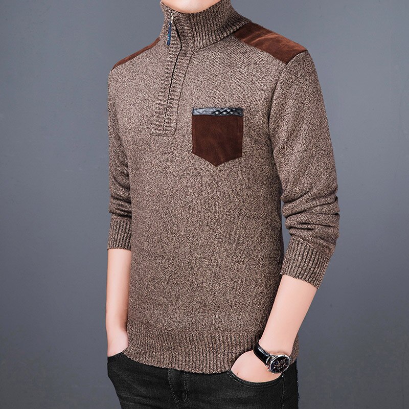Liseaven herre tyk fleece sweater rullekrave vinter herre pullovere slim fit sweaters strik pull homme sweatere
