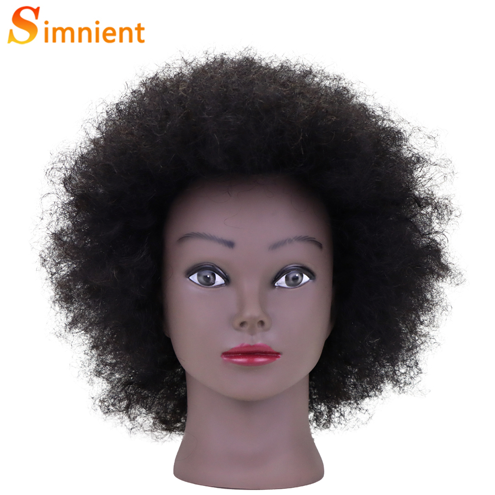 Cabezas de Maniquí Afro para trenzar muñecas de pelo Maniquí, modelo de peluquería de entrenamiento humano Real, Kit de peluquería Natural para mujeres, pelucas: Gris oscuro