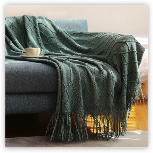 Textile City Knitted Throw Blanket Nordic Home Decorative Sofa Cover Chunky Plaid Bedspread for Winter 130x230cm: Queen / green