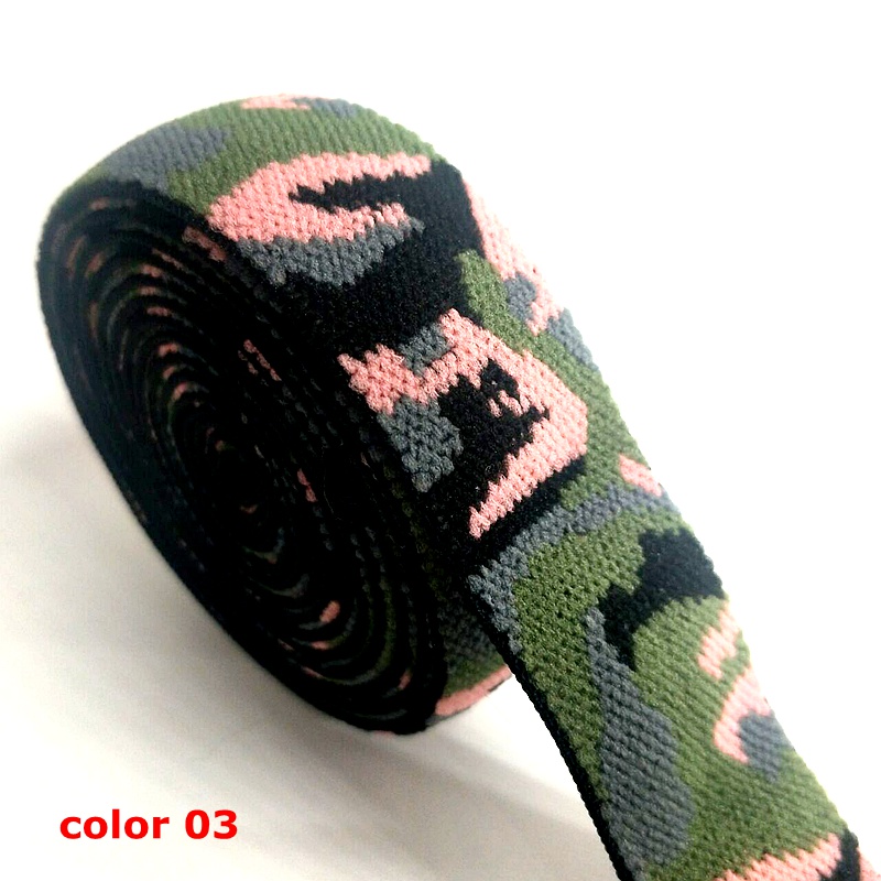 Hl 25 Mm 2 Meters/package Drie Kleuren Camouflage Patroon Elastische Band Kleding Tassen Schoenen Thuis Textiel Naaien Accessoires Diy: color 03