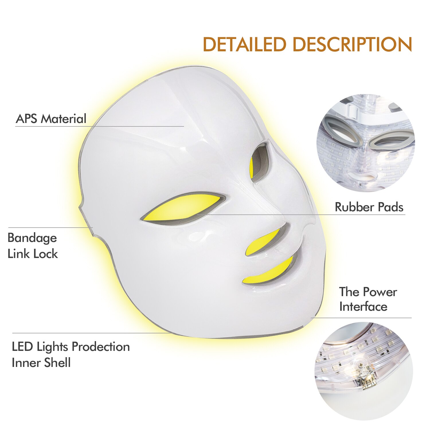 Led Facial Mask 7 Colors Light Photon Therapy Mask Skin Rejuvenation Brightening Skin Shrink Pores Device