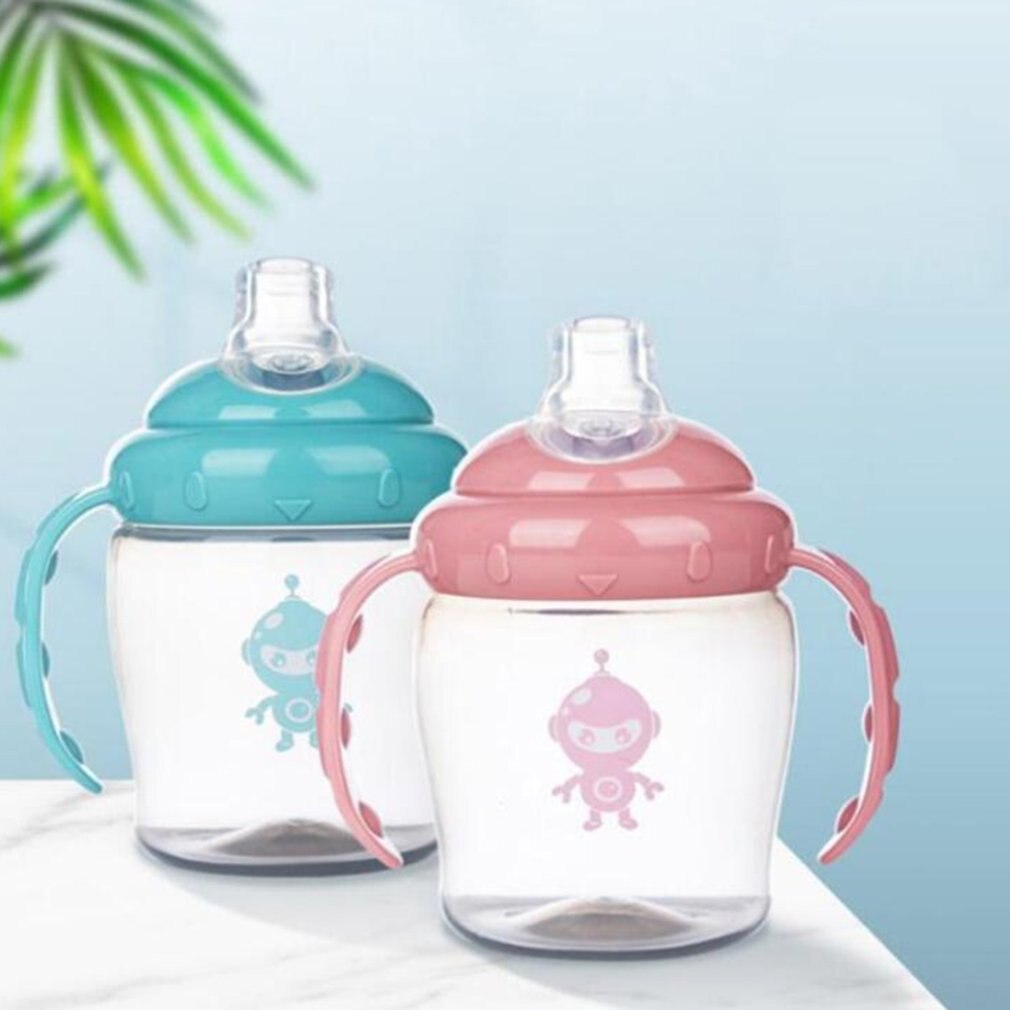 Baby Trinkbecher freundlicher Karikatur Ebene Trinkwasser Stroh Flasche Stroh Sippy Entenschnabel Tasse Hohe Temperatur Beständig Flasche