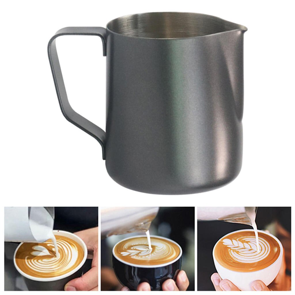 350ml/600ml Frothing Pitcher Household Milk Frothing Pitcher Pull Flower Cup for Cappuccino Latte Art Coffee Shop Milk Tea Shop: 350ml Gray