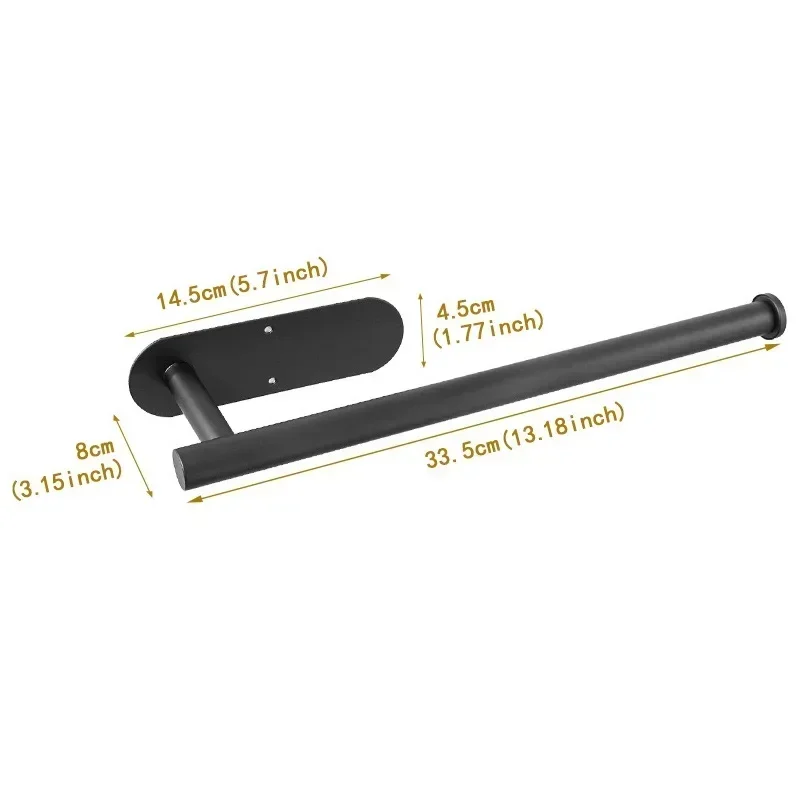 Paper Towel Holder Under Cabinet Wall Mount Stainless Steel Black Kitchen Paper Towel Rack Bathroom Self Adhesive No Drilling
