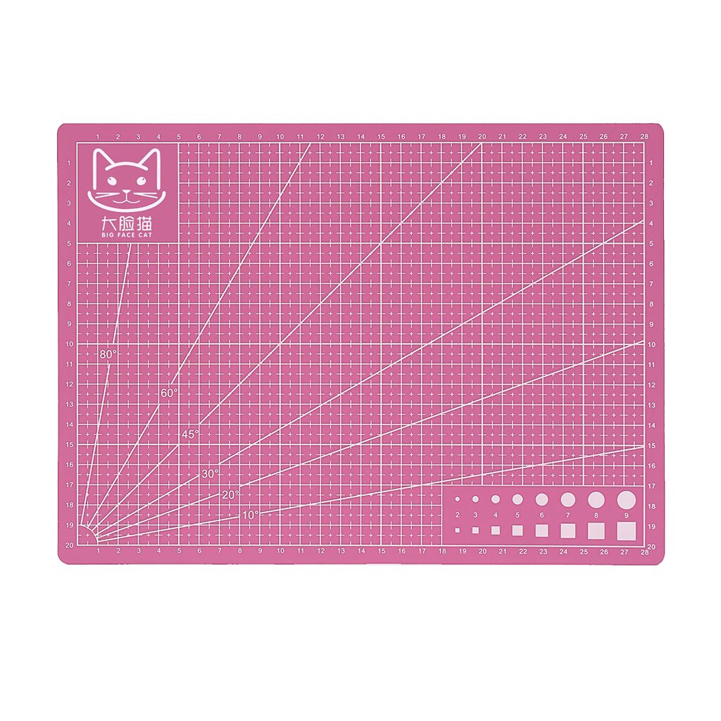 4# A4 Art Self Healing Pvc Paper Cutting Double Pad Sided Gridded Rotary Craft Fabric Patchwork Tools Handmade Plate Patchwork: Pink 