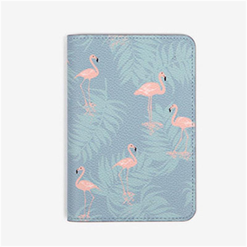 Korea Stijl Mode Cartoon Paspoort Deksel Kaarthouder Reizen Organisatie Paspoorthouder Case Voor Reizen Paspoort Kleine: Light Blue Flamingo