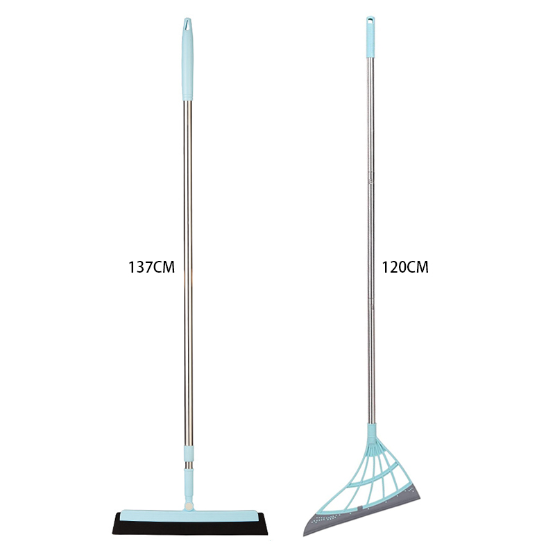 Multifunctional Magic Broom Sweeper Remove Dirt and Hair Rubber Mop Water Sweepe with Squeegee Glass Wiper for Room, Bathroom: 2pcs set A