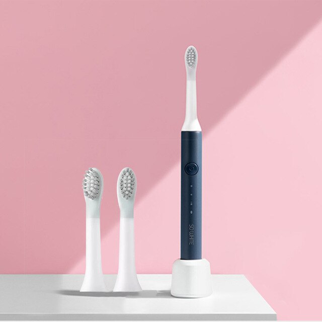 Xiaomi så hvid sonisk elektrisk tandbørste genopladelig vandtæt rengøring ultralyd automatisk tandbørste  ex3 sonisk: 3018333- d