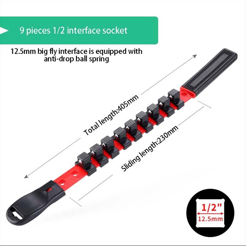 3 Socket Houders 1/2 Inch 3/8 Inch En 1/4 Inch Bit Houder Vierkante Kaarthouder Rail Socket