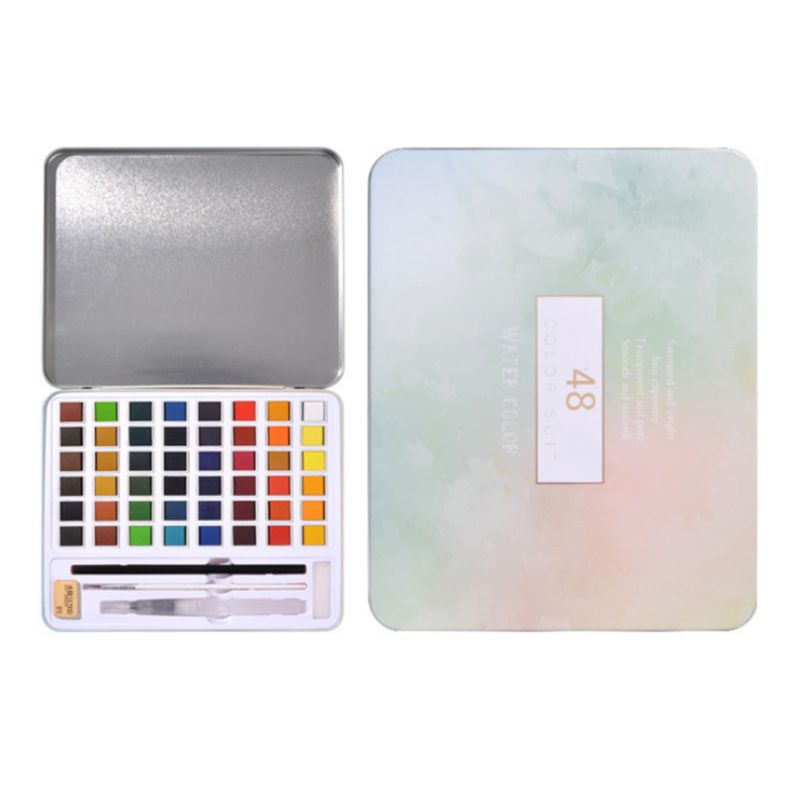 36/48 farver solid akvarel maling sæt håndmalet maleri pigment kunstner kunstforsyninger til børn begyndere: A 48 farver