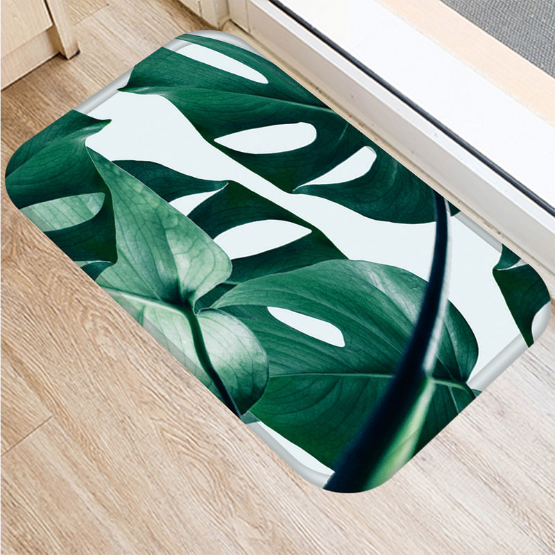 Tropisk monstera mønster køkken indgang 40*60cm dørs måtte koral fløjl tæppe dørmåtte indendørs gulvmåtter skridsikker tæppe 48233: 2dd-48233-010
