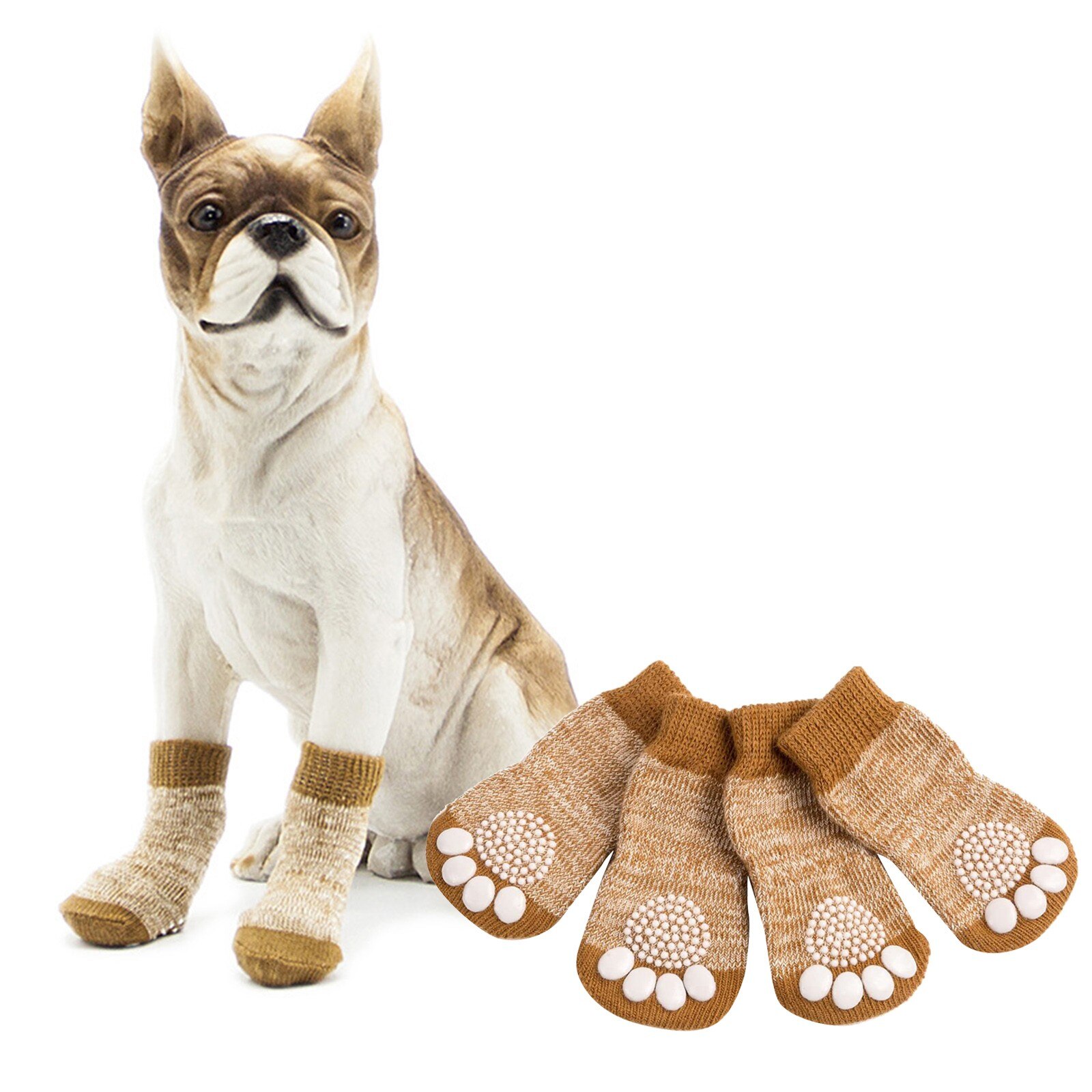 Hond Winter Schoenen Anti-Slip Gebreide Sokken Kleine Kat Schoenen Chihuahua Schoenen Dikke Warme Poot Protector Hond Sokken 4 Maten S Tot Xl: L