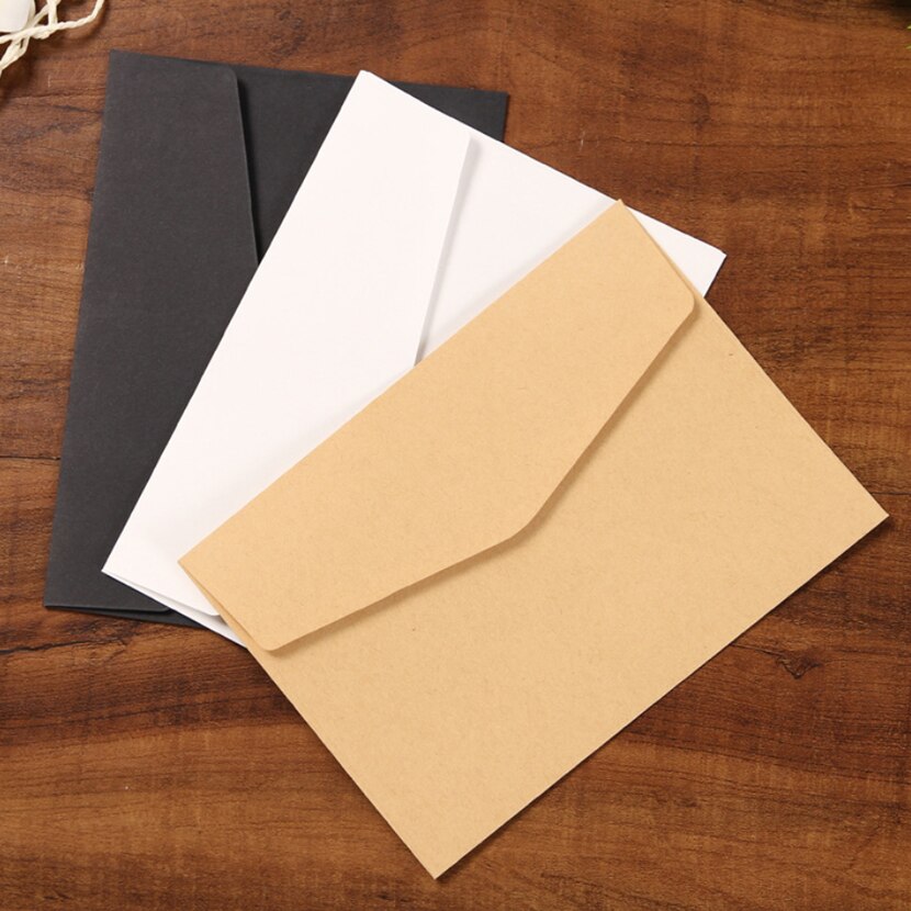 10/Pcs Klassieke Papieren Enveloppen Wit Zwart Kraft Blanco Papier Venster Enveloppen Huwelijksuitnodiging Envelop Cadeau Envelop