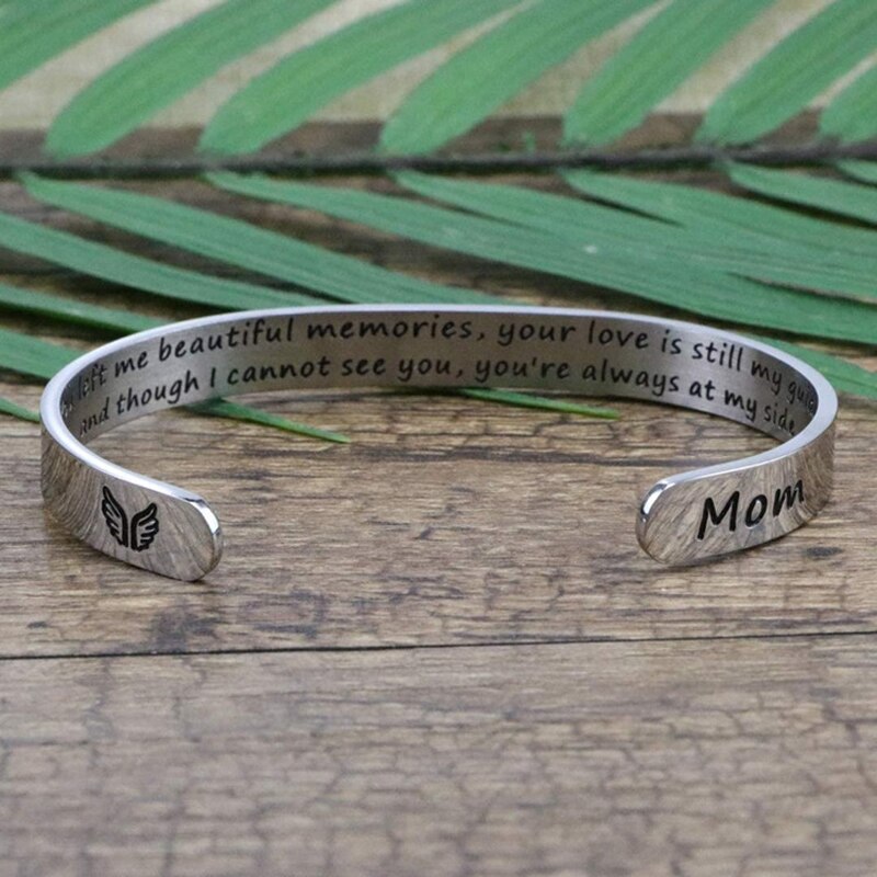 In Memory Of for Loss of Mom Memorial Jewelry Sympathy Bracelet Secret Message Engraved Grief Bereavement