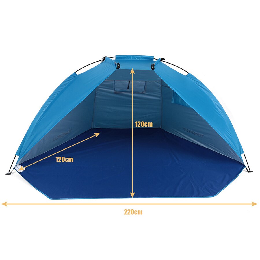 2 Persons Camping Tent Collapsible Beach Tents Shelters Sunshade UV Protection Ultralight Tent For Fishing Picnic Outdoor Tools: Blue