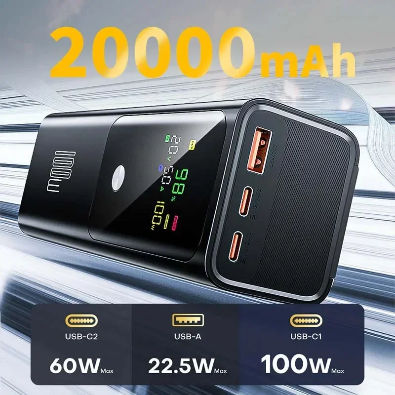 Novo pd100w carregamento rápido power bank 20000mah carregador portátil de alta capacidade bateria sobressalente externa portátil powerbank para iphone