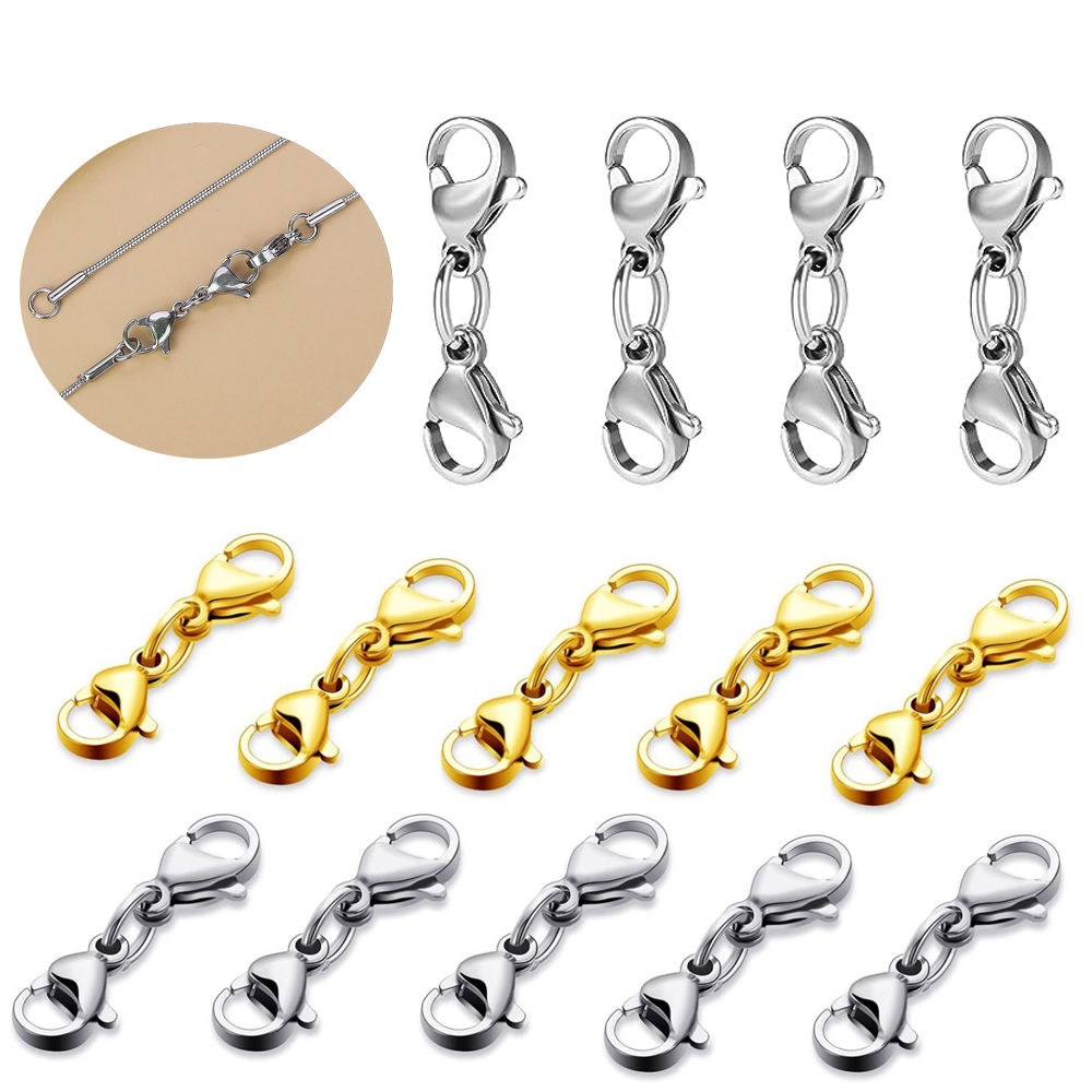 5 Stks/partij Roestvrij Staal Dubbele Knoop Kreeft Gesp Haken Sluiting Accessoire Connector Voor Diy Armbanden Sieraden Maken