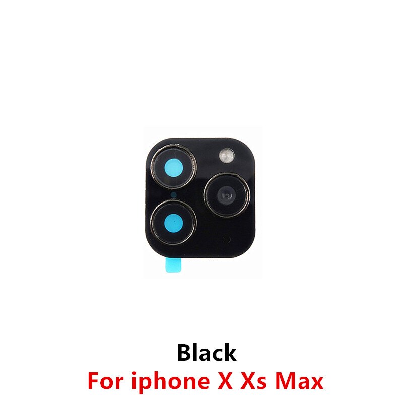 Camera Lens Adesivo Sticker for IPhone X Xr Xs Max 11 Camera Stickers Glue Adhesive Back Skin Cover: Black