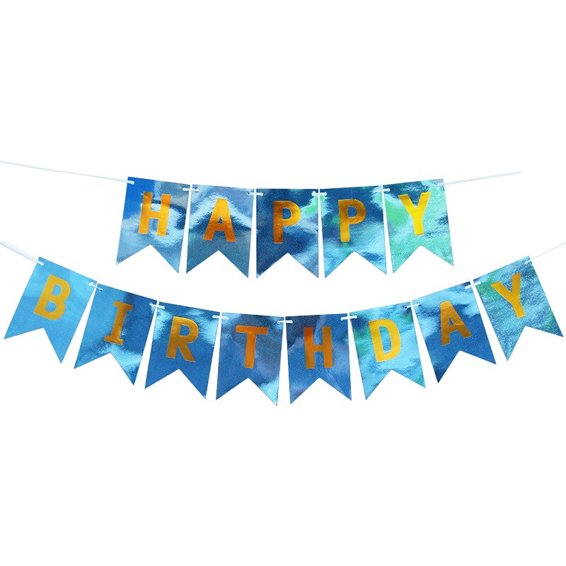 Cartel de feliz cumpleaños, espejo de oro, plata, rojo, azul, banderines de feliz cumpleaños, banderas de guirnalda, fotomatón, decoración para de bienvenida de bebé: Light Blue