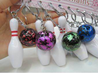 20PCS Tennis bag Pendant plastic mini tennis racquet key ring small Ornaments sport keychain fans souvenirs key chain: Bowling