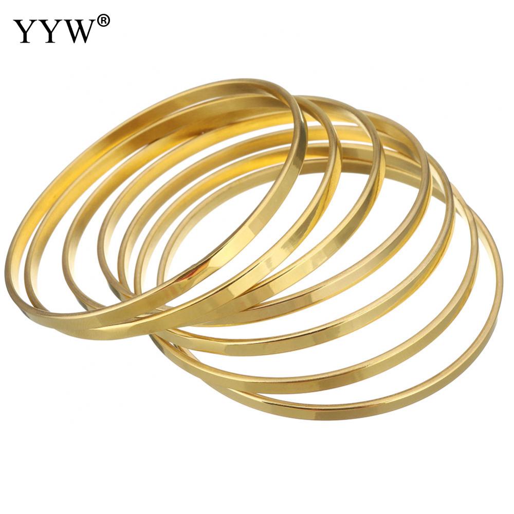 7 Stks/set Bohemian Gold Kleur Cirkel Metalen Armband Set Voor Vrouwen Punk Boho Strand Bangle Vrouwelijke Rvs Sieraden 55 Mm