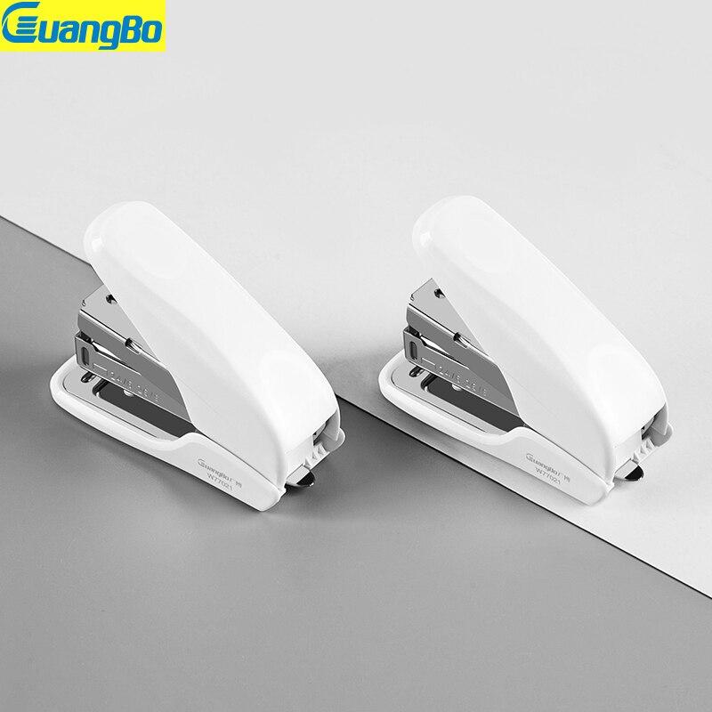 Guangbo Stapleless Stapler Book Paper Effortless Stapling Stapler White Mini Portable No Staples School Office Supplies 1PCS