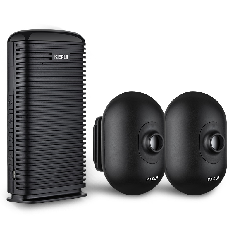 KERUI DW9 Garage Alarm Draadloze oprit Welkom Inbraakalarm Waterdichte Outdoor PIR Bewegingssensor Detector Beveiliging: Donkergrijs / ons aansluiten