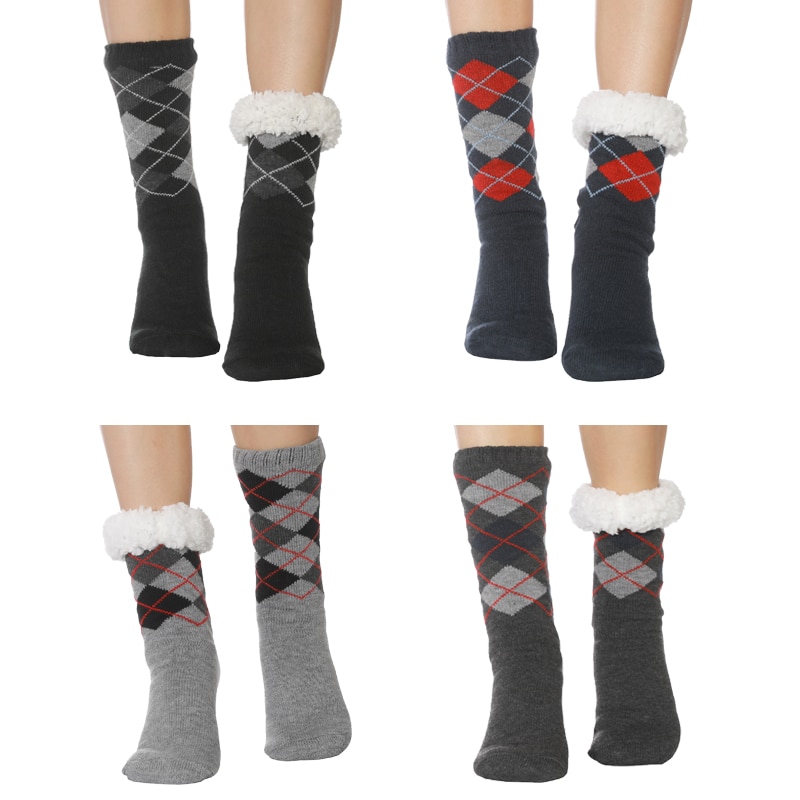 FRALOSHA Nowy4para długi piętro skarpetki męskie domu pantofel męskie zimowe ciepłe rozmyte antypoślizgowe pantofel skarpetki świąteczne